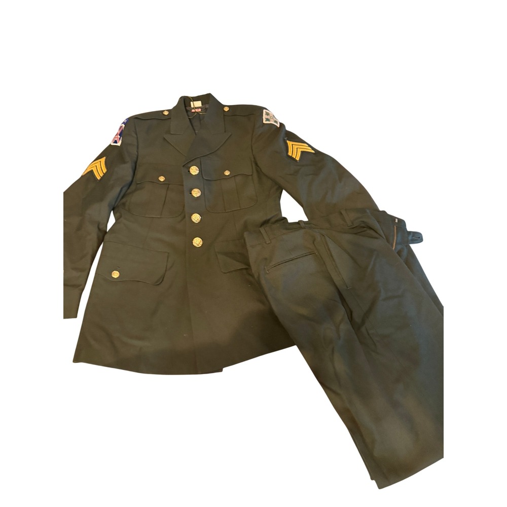 US Army Class A Green Dress Uniform Set DeRossi & Son 10th Mountain Sergeant 34L